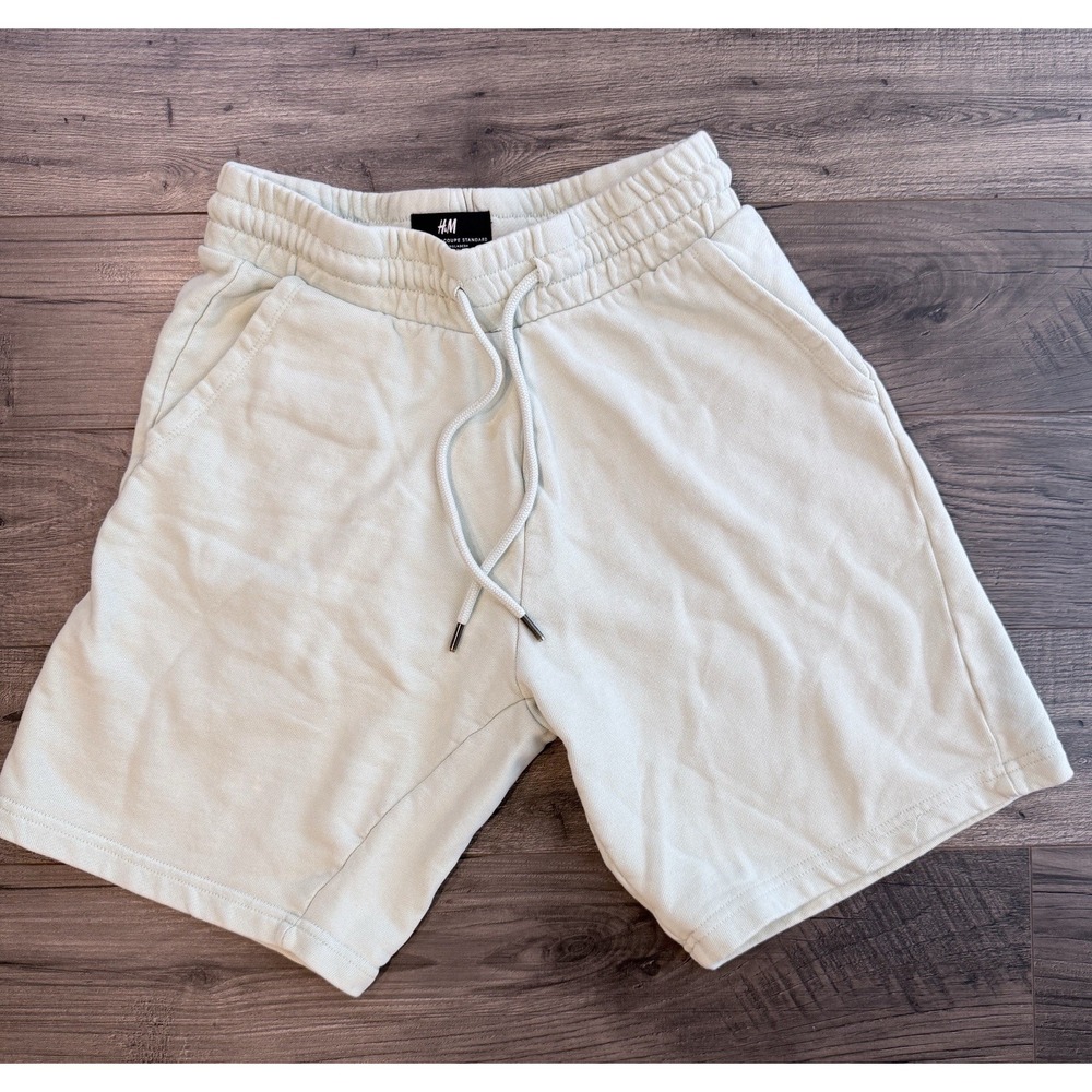 H&M Men's Regular Fit Sweatshorts S Mint Green Pastel Longline Lounge Shorts